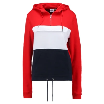 Afbeelding van Urban Classics Ladies Color Block Hoodie firered/navy/white, Dames, Maat: Small, Firered/navy/white