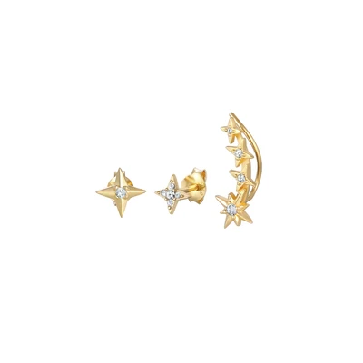 Afbeelding van Elli 3 PACK Stars Design Oorbellen goldcoloured, Dames, Maat: One Size, Gold coloured