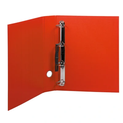 Afbeelding van Exacompta ref. 51645E 1 Overtrokken ringband met PVC 4 D ringen van 40 mm op achterplat 60 rug Afmetingen: 32 x 29 cm Formaat A4 Maxi Kleur : rood