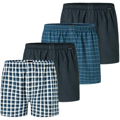 Afbeelding van Schiesser 4ER PACK WEB Boxershorts, Heren, Maat: Large, Dunkelblau blau