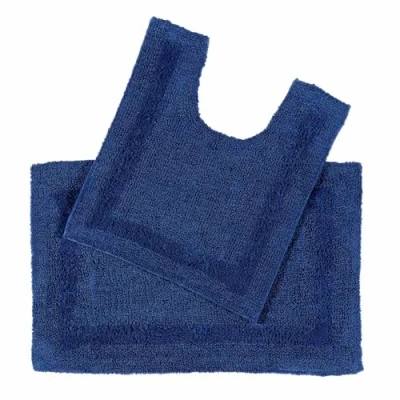 Afbeelding van Homescapes 2 st. Badkamerset donkerblauw gemaakt van 100% katoen