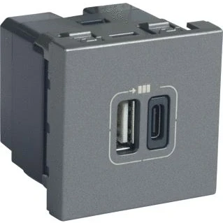 Afbeelding van Legrand mosaic usb lader type a c 2 mod alu 079392
