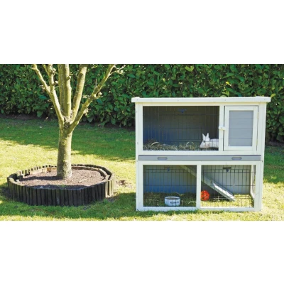 Afbeelding van Konijnenhok bouwpakket met plastic lade en ren grijs/wit 91 cm Gebr. de Boon