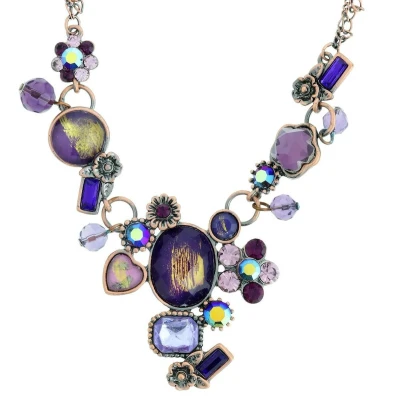 Afbeelding van Behave Ketting rosè goud kleur met paarse stenen 39 cm
