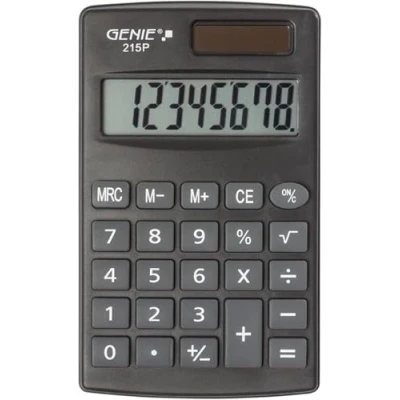 Afbeelding van Genie 215 P8 cijferige rekenmachine; dual power (zonne energie en batterij); compact design; grijs