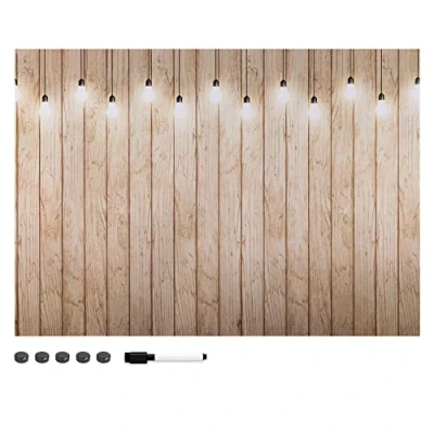 Afbeelding van Navaris bagasse magneetbord Met lampjesdesign Magnetisch notitiebord Planbord 70 x 50 cm magneten en marker