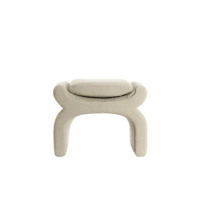 Afbeelding van Light &amp; Living Nafya poef 60x46x46 cm bouclé taupe Boucle