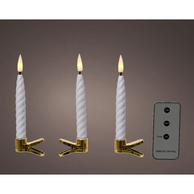 Afbeelding van LED candlelights d1h14c wit/flm 10st kerst Lumineo
