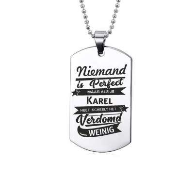 Afbeelding van Niemand Is Perfect Karel RVS Ketting