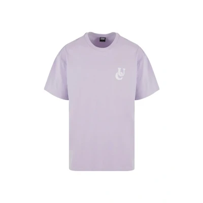 Afbeelding van Urban Classics Weavy LOGO Heavy TEE Tshirt print, Heren, Maat: Large, Lilac