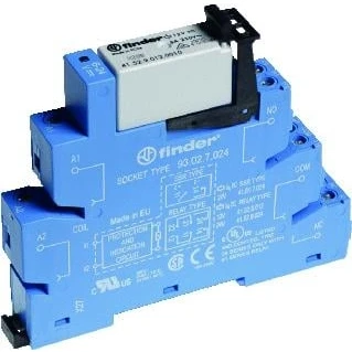 Afbeelding van Finder interfacerelais voet relais schroefaansluiting 6 2 mm wisselcontacten 8a 250vac spoelspanning 24 vdc contact agni 38 52 7 024 0050