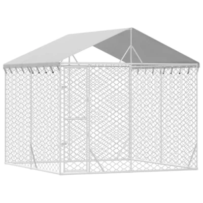 Afbeelding van vidaXL Hondenkennel met dak 3x3x2,5 m gegalvaniseerd staal zilverkleur