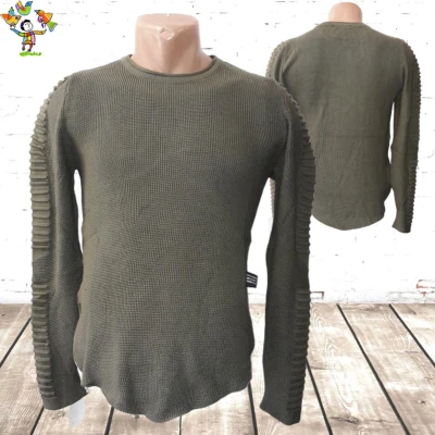 Afbeelding van Fijn gebreide herentrui groen Violento L Truien en sweaters