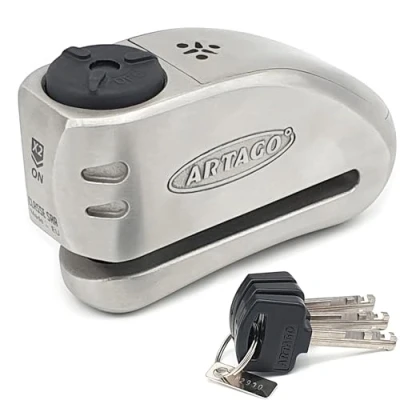 Afbeelding van Artago 32 Remschijfslot Motorfiets met Alarm Don&#039;t Touch 120 dB Hoge Kwaliteit, ø15 S.A.A. Slot, SRA gehomologeerd, RVS