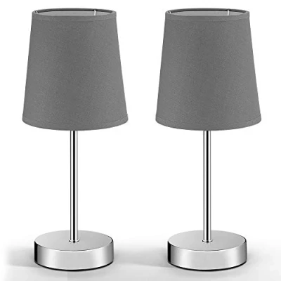 Afbeelding van Monzana Nachtlamp 2 Stuks met Stoffen Kap 32cm Antraciet