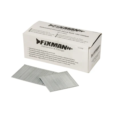 Afbeelding van Fixman Gegalvaniseerde 18 G tacker spijkers, gladde schacht, 5000 pak 50 x 1,25 mm