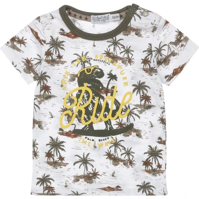 Afbeelding van Dirkje T shirt met all over print groen