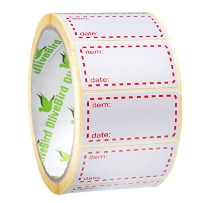 Afbeelding van 500 x diepvriesstickers, vriezer etiketten op rol, afmetingen 50 25 mm, wit en rood, datumetiketten voor voedselsticker