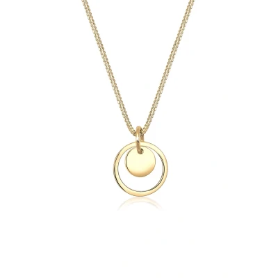 Afbeelding van Elli Dames Halsketting Circle Plaatje Hanger Geo Look in 925 Sterling Zilver