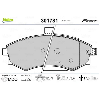 Afbeelding van Valeo Remblokset 301781