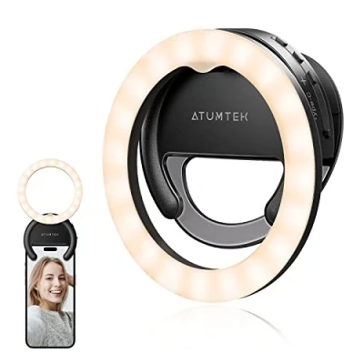 Afbeelding van ATUMTEK Ringlicht Telefoon Selfie Oplaadbaar Clip on 40 LED Invullicht voor Foto en Video Streaming, TikTok, Instagram, Zoomvergadering Videoconferenties Zwart