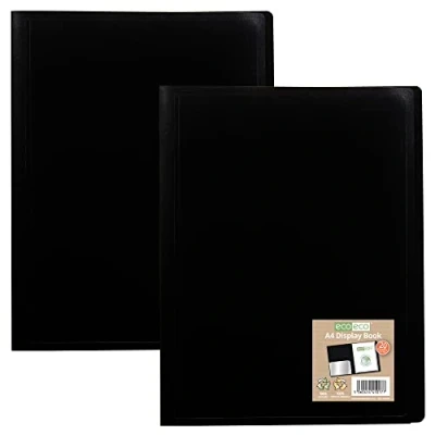 Afbeelding van eco A4 100% Gerecycleerd 20 Pocket Zwart Flexibele Cover Portfolio Boek Folder Display Boek, eco017x2