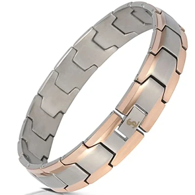 Afbeelding van Smarter LifeStyle elegante chirurgisch stalen stijlvolle herenarmbanden met brede schakels, verstelbaar 4 kleuren om uit te kiezen herensieraden, metalen herenarmbanden, 9.4 Inches, Roestvrij