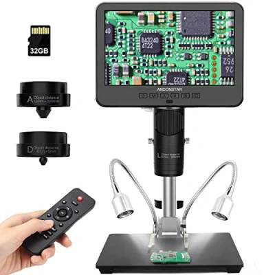 Afbeelding van Andonstar AD246S M HDMI Digitale Microscoop 2000x, 3 Lens 2160P UHD Video Record, 7 Inch LCD Solderen Microscoop, Elektronische Munt Biologische Kit, Windows