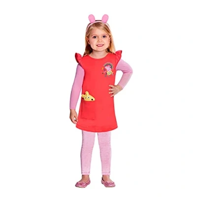 Afbeelding van Amscan Kostuum Peppa Meisjes Rood/roze 4 6 Jaar 3 delig