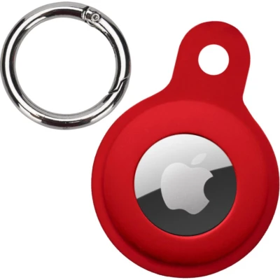 Afbeelding van Hoesje Geschikt voor Apple AirTag Sleutelhanger Houder Siliconen Hoes Donkerrood