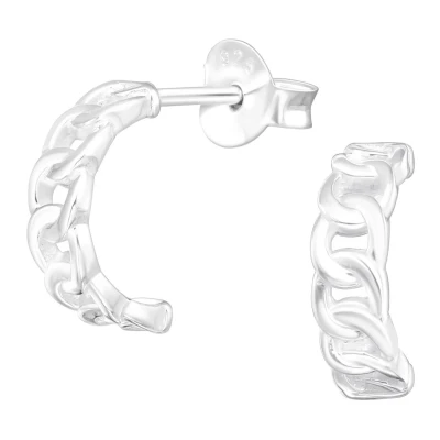 Afbeelding van JoyS Zilveren gourmet oorringen stud 11 mm halve hoepel oorbellen