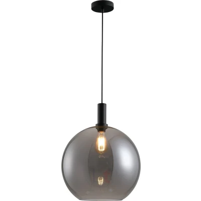 Afbeelding van Chandra Hanglamp 1 lichts d:40cm zwart/smoke glas Modern Freelight 2 jaar garantie