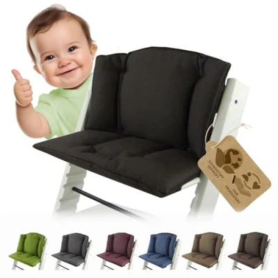 Afbeelding van Bambiniwelt Zitkussen, overtrek, vervangingskussen, compatibel met Stokke Tripp Trapp hoge stoel (gemêleerd donkerbruin)