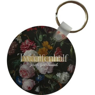 Afbeelding van Sleutelhanger Trouwen Twaalfenhalf jaar getrouwd Quotes Spreuken Plastic Rond Uitdeelcadeautjes