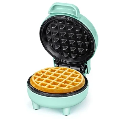 Afbeelding van SNAILAR wafelijzer, mini 550 W, met anti aanbaklaag, automatische temperatuur, compact design, groen