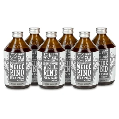 Afbeelding van 6 x 525 ml Pur &amp; paleo runderbouillon, bottenbouillon 100% biologisch, bevat natuurlijke eiwitten, collageen, koolhydraatarm, en ketogeen dieet, superfood, bone broth