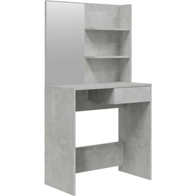 Afbeelding van Make up tafel Met Spiegel 74,5X40X141 Cm Gerookt Eikenkleurig Betongrijs