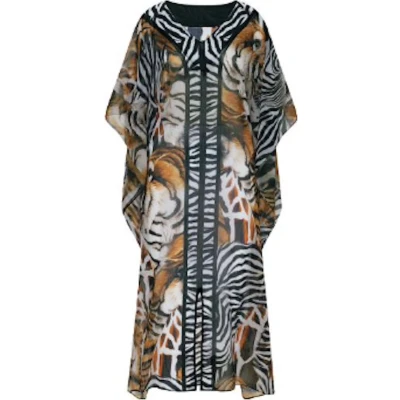 Afbeelding van Kaftan lang model maat one size bruin