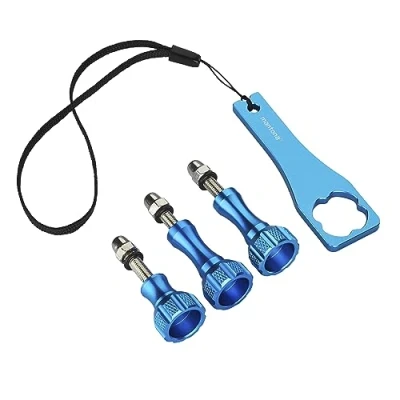 Afbeelding van Mantona GoPro schroevenset en sleutels (voor Hero 6 5 4 3+ 3 2 1, Session andere compatibele Action Cams, zeer sterk, geanodiseerd aluminium) aluminium blauw