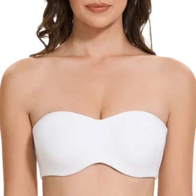 Afbeelding van MELENECA strapless bh voor grote borsten, minimizer, ongevoerde bandeau met beugel Wit 100C