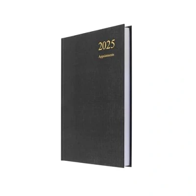 Afbeelding van Collins Essential 2025 milieuvriendelijk dagboek A5 dag op een pagina met afspraken Business Planner ledernerf hardcover omslag en gerecycled papier zwart E ESSA51A.99 25