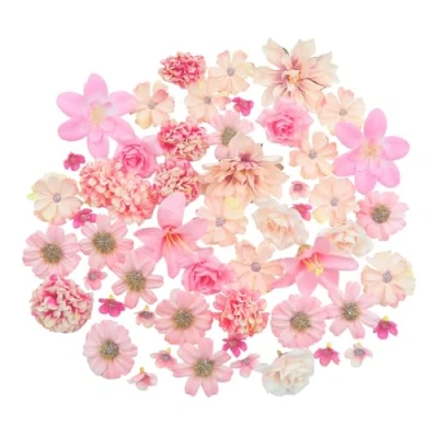 Afbeelding van Avagiaforu Kunstbloemen om te knutselen, 48 stuks, decoratieve bloemen, mini zijden kunstbloemen, bloemkoppen, kunstbloemkoppen voor Valentijnsdag, bruiloft, doe het zelf, party,