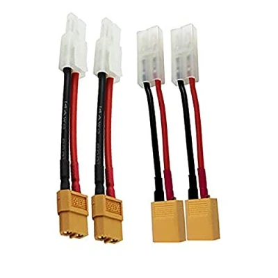 Afbeelding van 2 paar XT60 mannelijke vrouwelijke connector naar Big Tamiya adapter lood met 3.9 inch 14AWG siliconen draad