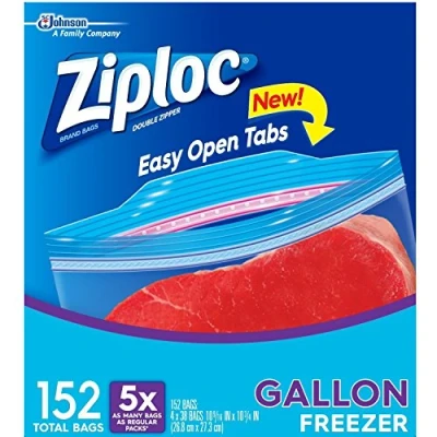 Afbeelding van Ziploc Dubbele rits diepvriezer gallon zakken totaal: 152 (4 X 38 ct.)