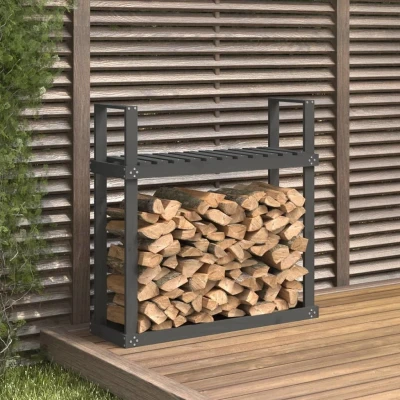 Afbeelding van Haardhoutrek 110x35x108,5 cm massief grenenhout grijs