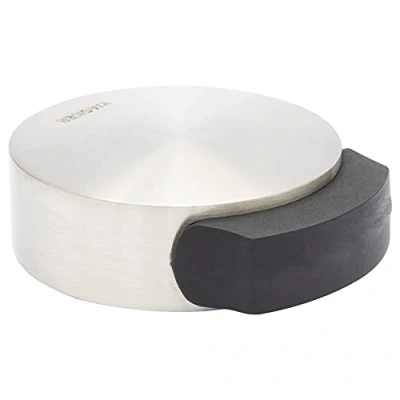 Afbeelding van WAGNER Design vloer deurstopper SCREW OR GLUE/schroef of lijm diameter Ø 50 x 55 17 mm, geborsteld metaal, inox look, thermoplastisch rubber, designprijs 15511111