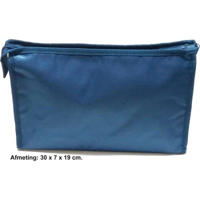 Afbeelding van Rojafit Luxe Toilettas Glanzend Petrol Blauw Groot afmeting 30 x 7 19 cm.