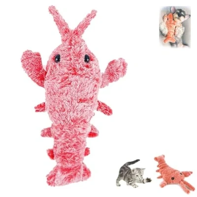 Afbeelding van Floppy Lobster Interactive Dog Toy,Soft &amp; Washable Cute Cat Toys,Interactive Toy,Floppy Toy,USB Charging Jumping Toys,Plush Chew Toy(Pink)