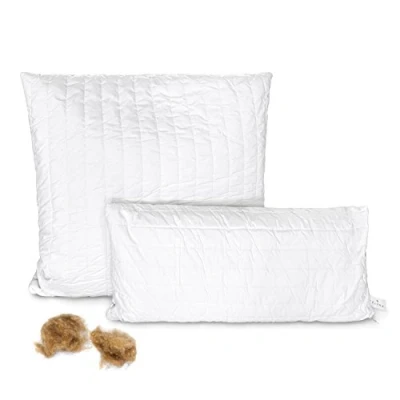 Afbeelding van kameelhaar hoofdkussen met 100% fluff vulling in biologische kwaliteit; 860 g pure (Wit; 80 x cm)
