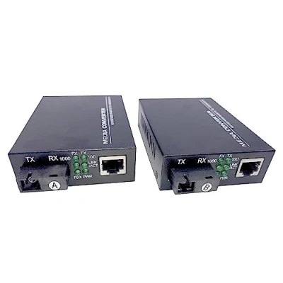 Afbeelding van Elfcam® 2 stuks netwerkconverter Ethernet, media converter tot een afstand van 20 km naar optische SC monomode, met adaptieve modus 10/1000 Mbps (1 RJ45 poort *1 poort)